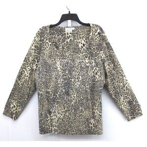 Liz Claiborne Shirt Womens Size 1X Multicolor Animal Print Sequin Pullover Top